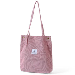 Women Corduroy Shopping Bag Canvas Shoulder Handbag Eco Tote