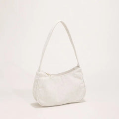 Corduroy Shoulder Bag Women Chain Handbag Winter Tote Thick Cotton Cloth
