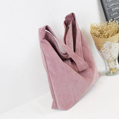 Women Corduroy Shoulder Bag Canvas Fabric Handbag Casual Tote Eco Shopping Bags