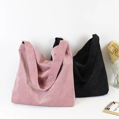 Women Corduroy Shoulder Bag Canvas Fabric Handbag Casual Tote Eco Shopping Bags