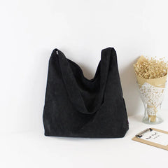 Women Corduroy Shoulder Bag Canvas Fabric Handbag Casual Tote Eco Shopping Bags