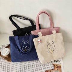 Women Corduroy Shoulder Bag Casual Canvas Tote Soft Crossbody Bags