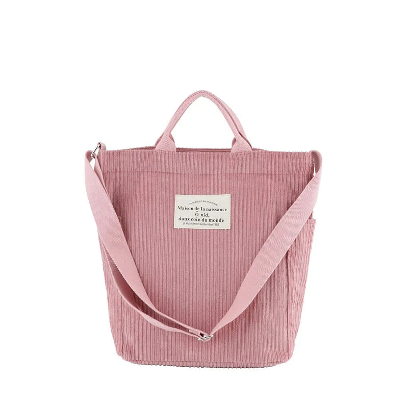 Large Capacity Corduroy Shoulder Bag for Women