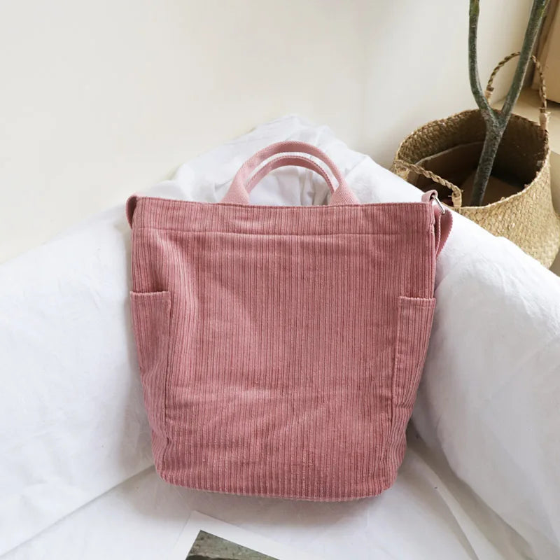 Large Capacity Corduroy Shoulder Bag for Women