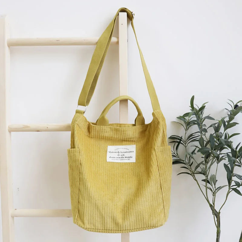 Large Capacity Corduroy Shoulder Bag for Women
