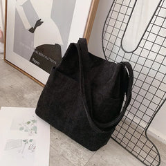 Women Corduroy Shoulder Bag Large Capacity Canvas Shopper Messenger Bags