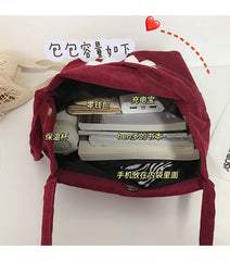 Lucky Bears Embroidery Shoulder Bag Soft Canvas Handbag Eco Tote for Women