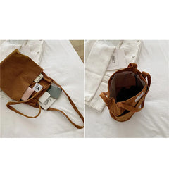 Women Corduroy Shoulder Bags Shopping Bag Tote Crossbody Purses