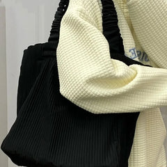 Corduroy Shoulder Bag Big Capacity Tote Handbag All-match Students