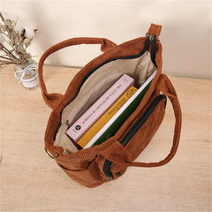Corduroy Crossbody Bag Casual Tote Zip Canvas Shoulder Women