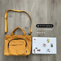 Corduroy Crossbody Bag Casual Tote Zip Canvas Shoulder Women