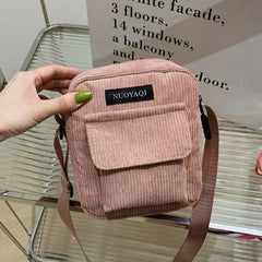 Striped Fabric Shoulder Bag Casual Zip Tote Canvas Crossbody Bag
