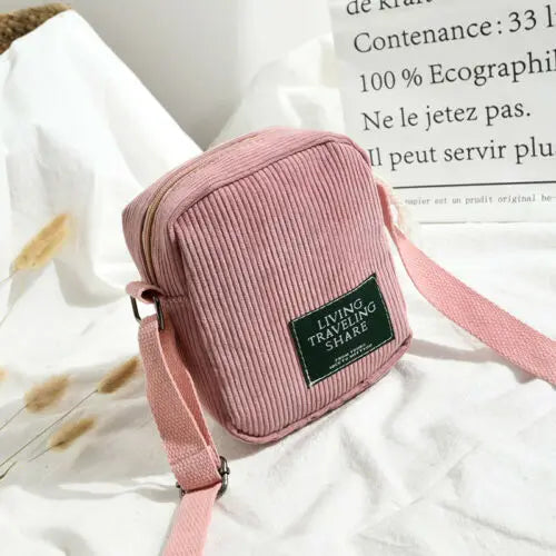 Women Corduroy Shoulder Shopping Bag Tote Crossbody Satchel Handbag