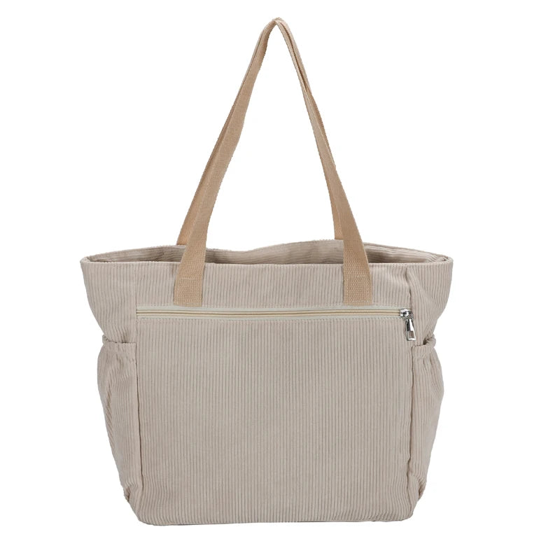 Corduroy Shoulder Shopping Bag for Women