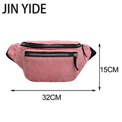 Women Corduroy Waist Bag Ladies Canvas Fanny Pack Brown Money Phone Chest Banana