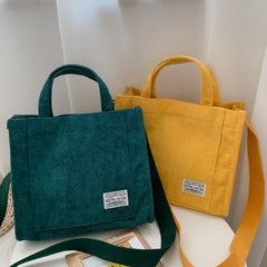 Women Corduroy Shoulder Bag Small Cotton Handbag
