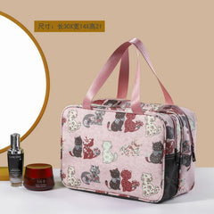 Women Cosmetic Bag Portable Travel Toiletry Wash Bag Waterproof Double-layer