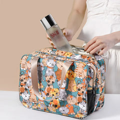 Women Cosmetic Bag Portable Travel Toiletry Wash Bag Waterproof Double-layer
