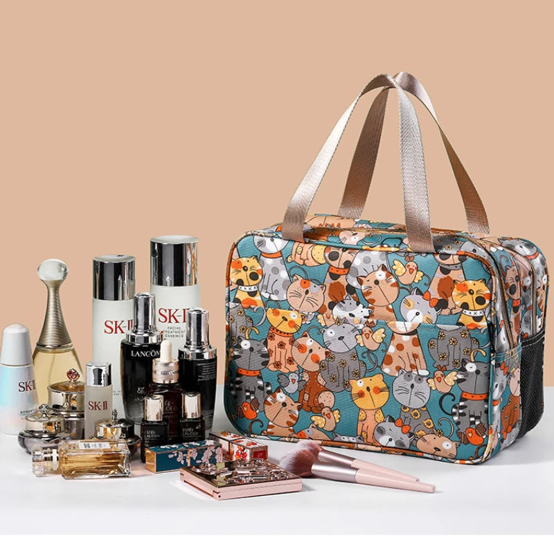 Women Cosmetic Bag Portable Travel Toiletry Wash Bag Waterproof Double-layer