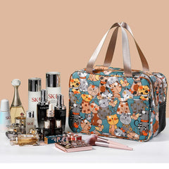 Women Cosmetic Bag Portable Travel Toiletry Wash Bag Waterproof Double-layer