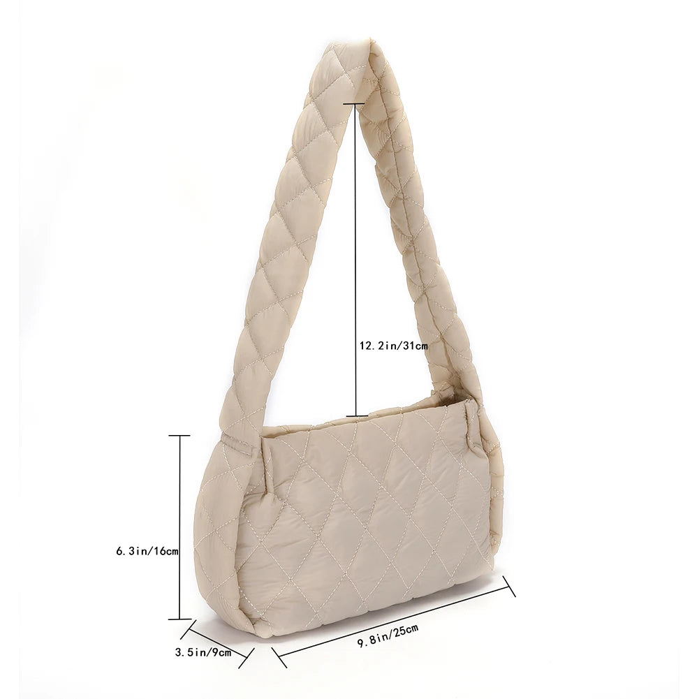 Women Cotton Padded Bags Embroidery Thread Ladies Handbags Autumn Winter Quilted