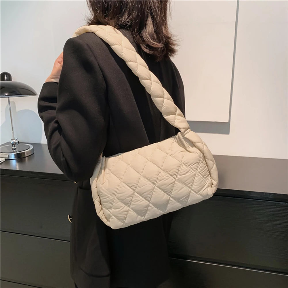 Women Cotton Padded Bags Embroidery Thread Ladies Handbags Autumn Winter Quilted