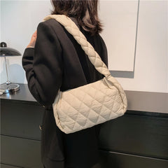 Women Cotton Padded Bags Embroidery Thread Ladies Handbags Autumn Winter Quilted