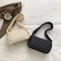 Women Cotton Padded Bags Embroidery Thread Ladies Handbags Autumn Winter Quilted