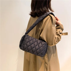 Women Cotton Padded Bags Embroidery Thread Ladies Handbags Autumn Winter Quilted