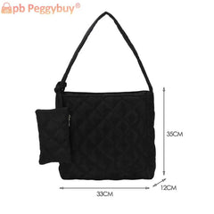 Women Cotton Padded Shoulder Bag Underarm Clutch