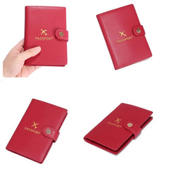 Women Cow Leather Pink Passport Holder Lovely Girl Passport Case
