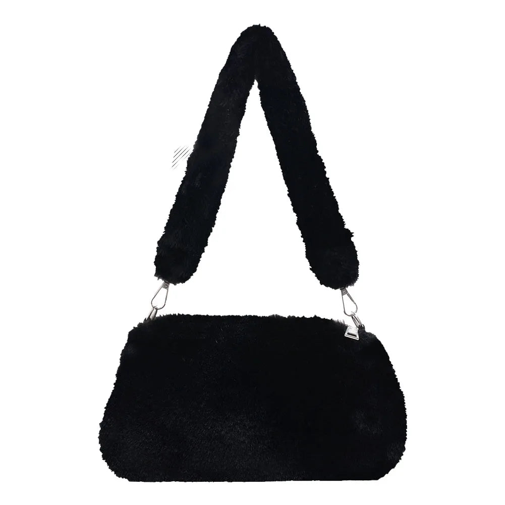 Women Cow Print Mini Shoulder Bags Plush Shopper Purses Handbag