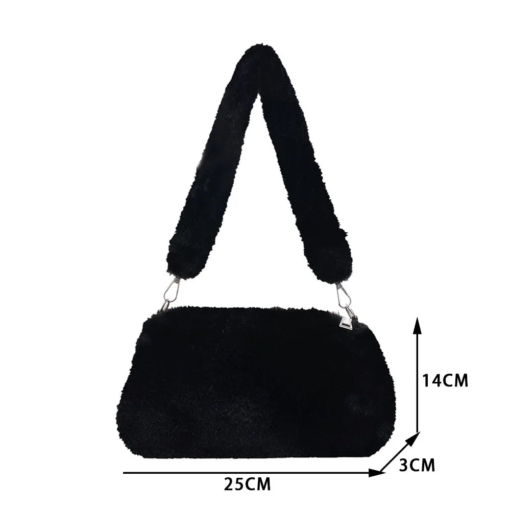Women Cow Print Mini Shoulder Bags Plush Shopper Purses Handbag