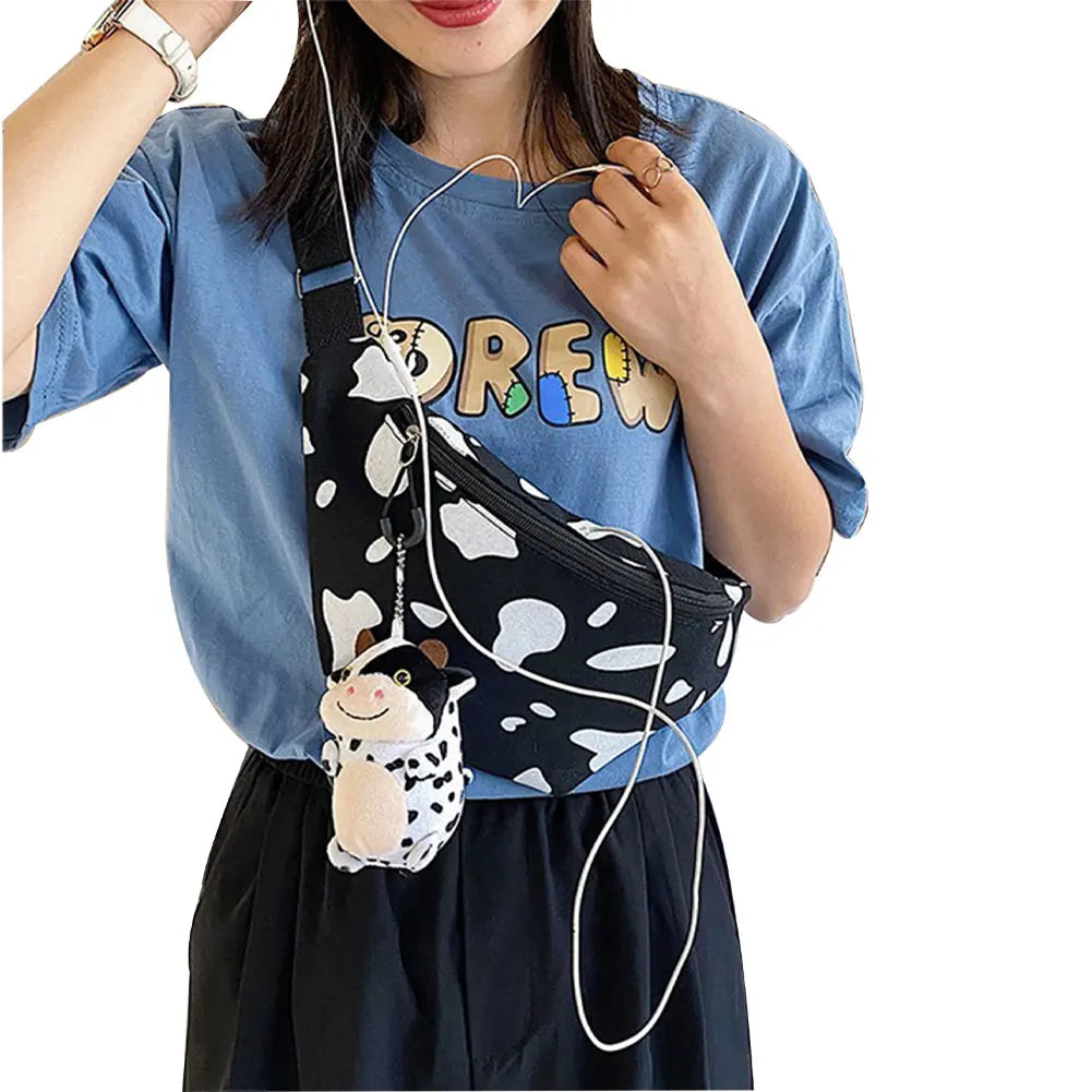 Cow Print Waist Bag Fanny Pack Sport Hip Purse Satchel Belly Band Belt Bag