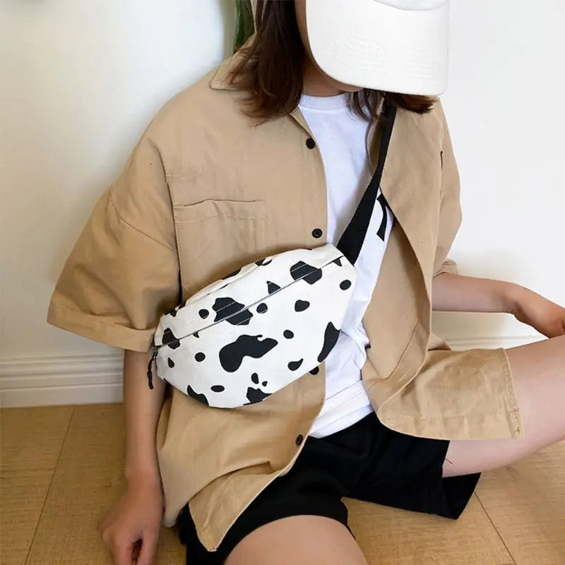 Cow Print Fanny Pack Hip Bum Shoulder Bag Purse
