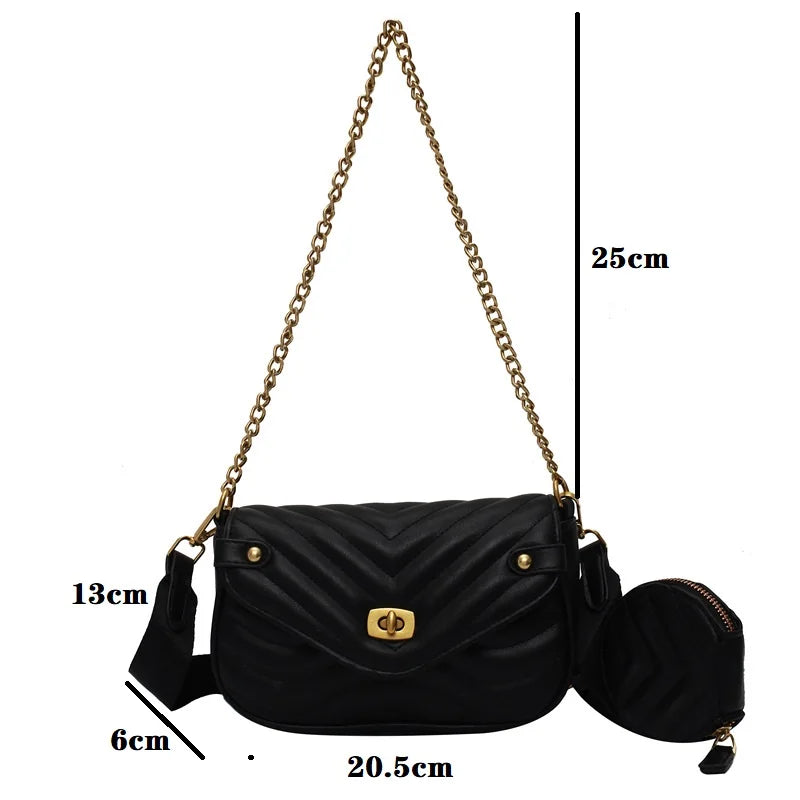 Women Crescent Chain Underarm Shoulder Bag Female Pu Leather Handbag Crossbody B
