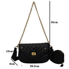 Women Crescent Chain Underarm Shoulder Bag Female Pu Leather Handbag Crossbody B