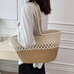 Women Crochet Shoulder Bags Straw Woven Tote Bag for Daily Life Beach Travel