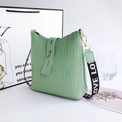 Crocodile Messenger Bag Female Crossbody Shoulder Handbag High Ladies Bucket Bag
