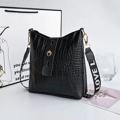 Crocodile Messenger Bag Female Crossbody Shoulder Handbag High Ladies Bucket Bag