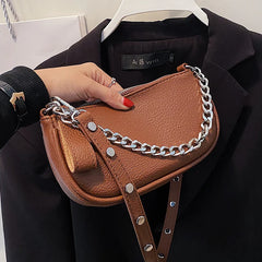 Women Crossbody Bag Adjustable Shoulder Messenger Bag Winter Handbag with Chain