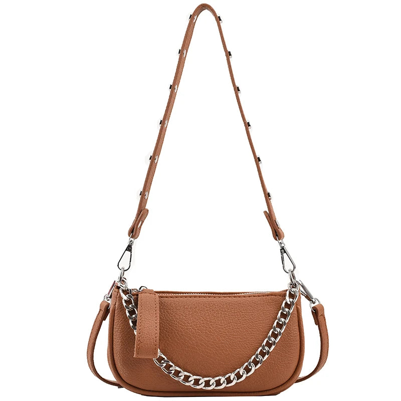 Women Crossbody Bag Adjustable Shoulder Messenger Bag Winter Handbag with Chain