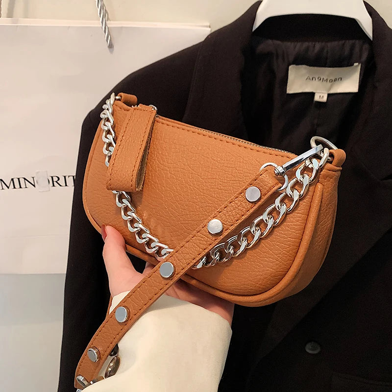 Women Crossbody Bag Adjustable Shoulder Messenger Bag Winter Handbag with Chain