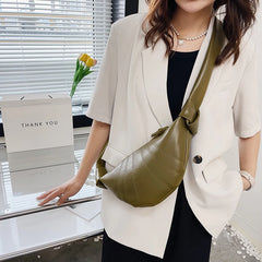 Women Crossbody Bag Dumplings Chest Shoulder Bag Zip Pouch Small Satchel