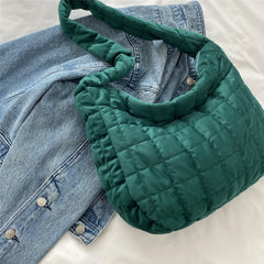 Women Crossbody Bag Quilted Plaid Satchel Soft Large Capacity Solid Casual