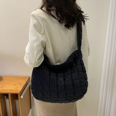 Women Crossbody Bag Quilted Plaid Satchel Soft Large Capacity Solid Casual