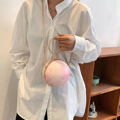 Round Ball Handbag Metal Chain Small Shoulder Bag Evening Party Crossbody