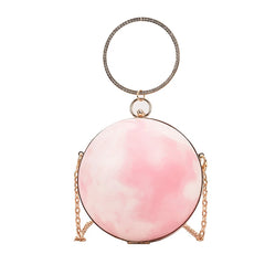 Round Ball Handbag Metal Chain Small Shoulder Bag Evening Party Crossbody