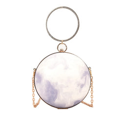 Round Ball Handbag Metal Chain Small Shoulder Bag Evening Party Crossbody