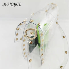 Women Crossbody Bag PVC Square Rivet Handbag Catch Shoulder Bag